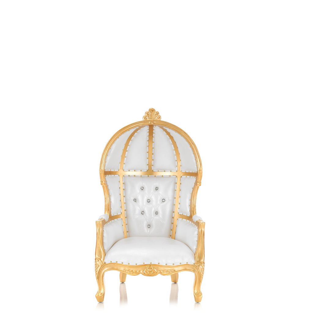 "Mini Canopy" Kids Throne Chair - White / Gold