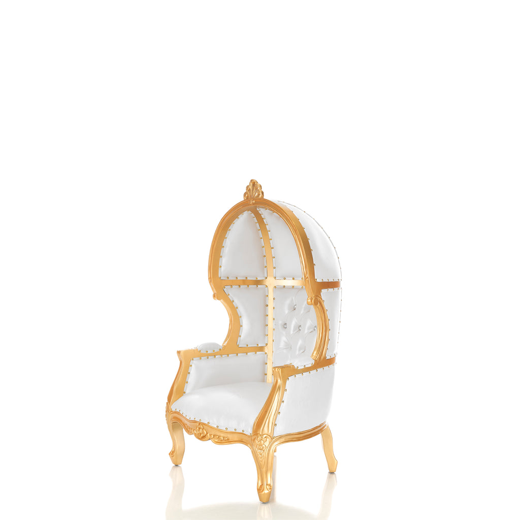 "Mini Canopy" Kids Throne Chair - White / Gold