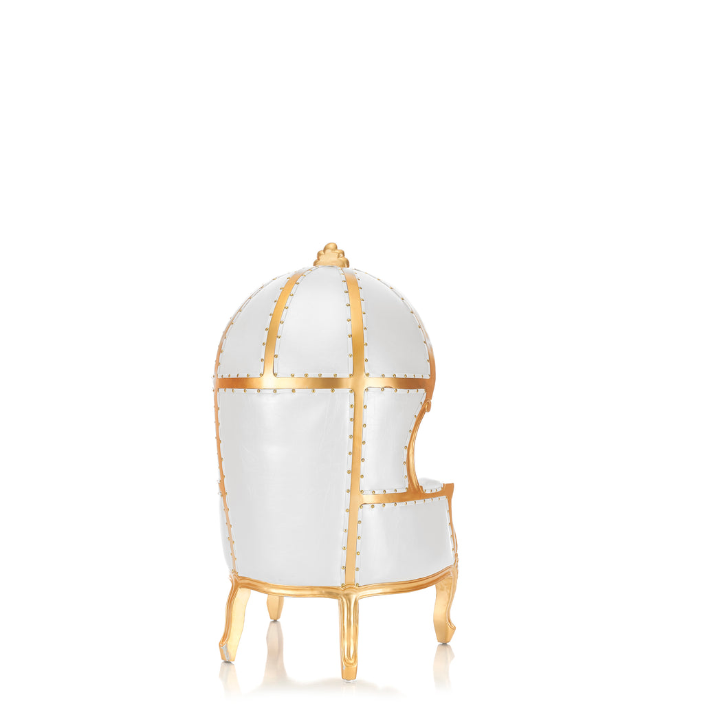 "Mini Canopy" Kids Throne Chair - White / Gold