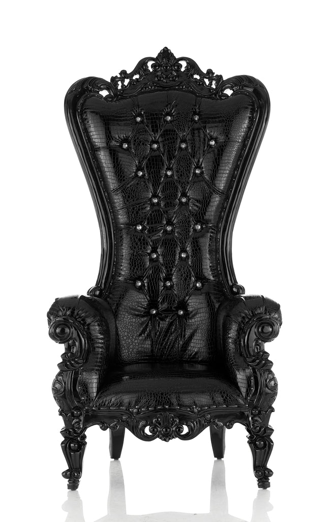 "Queen Tiffany 2.0" Throne Chair - Black Croc Print / Black