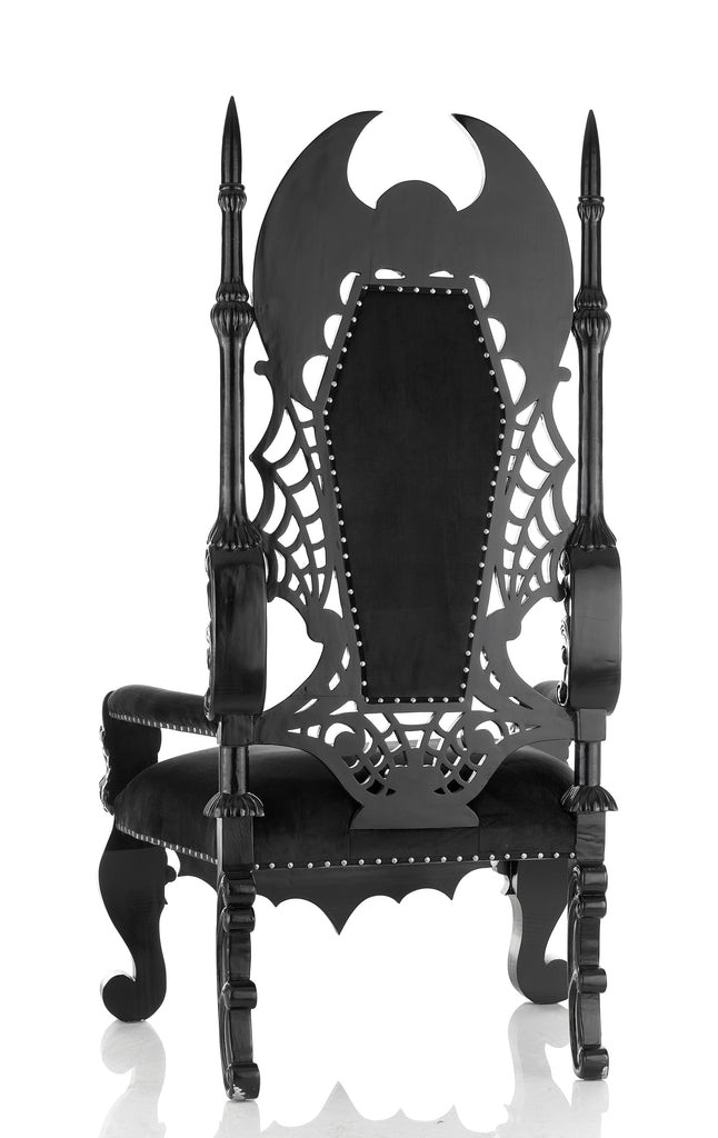 "Vampire" Gothic Throne Chair - Black Velvet / Black
