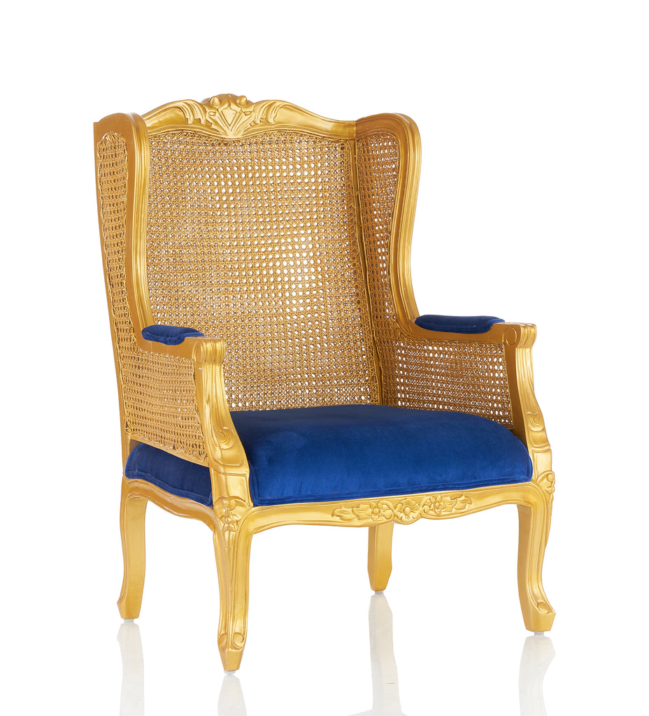 "Carrera" Lounge Chair - Blue Velvet / Gold