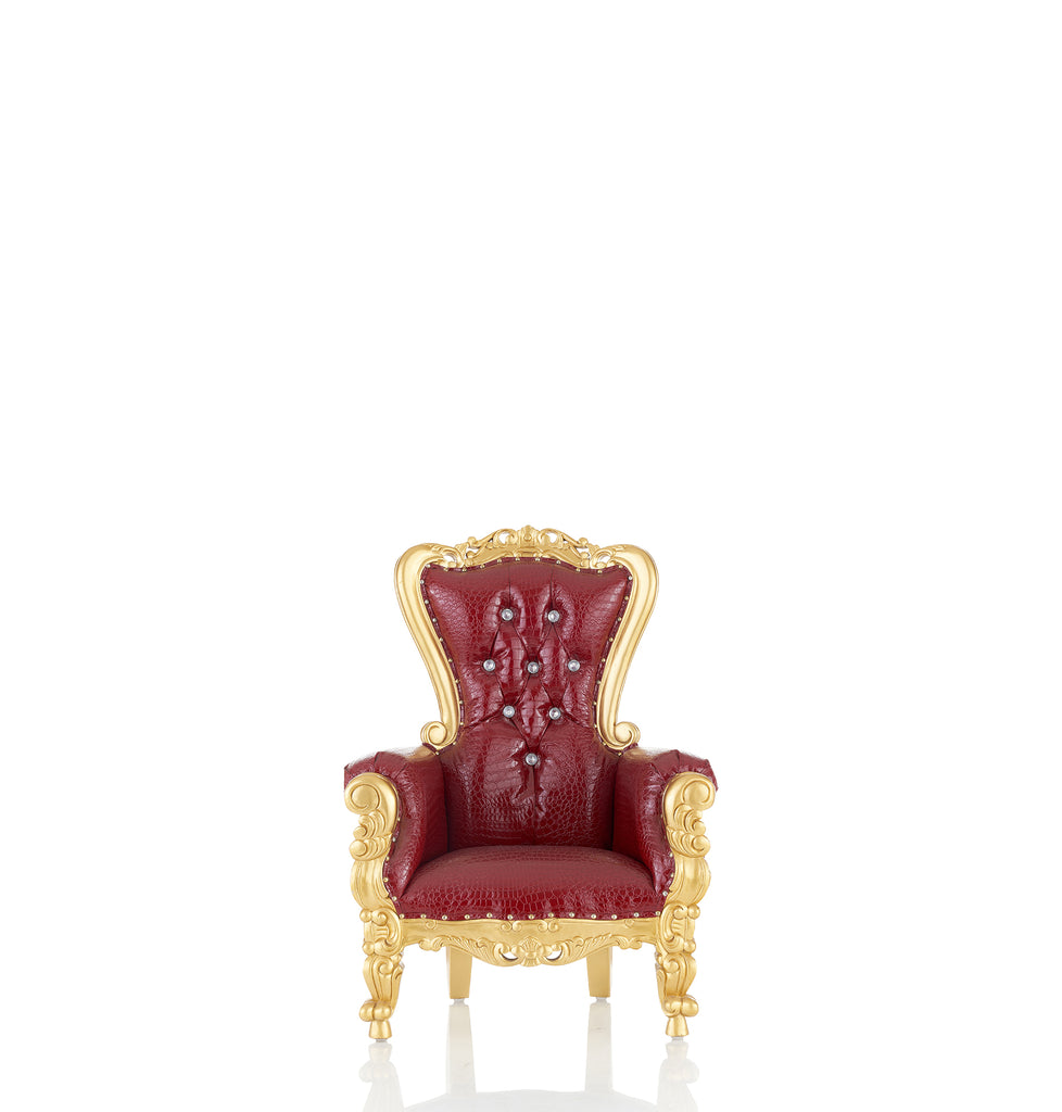"Mini Tiffany" Kids Throne Chair - Red Croc Print / Gold
