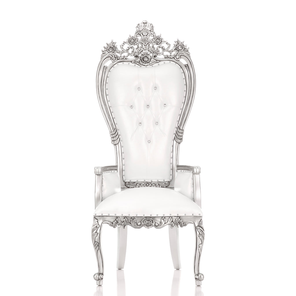 "Giovanni" Party Throne Chair - White / Silver