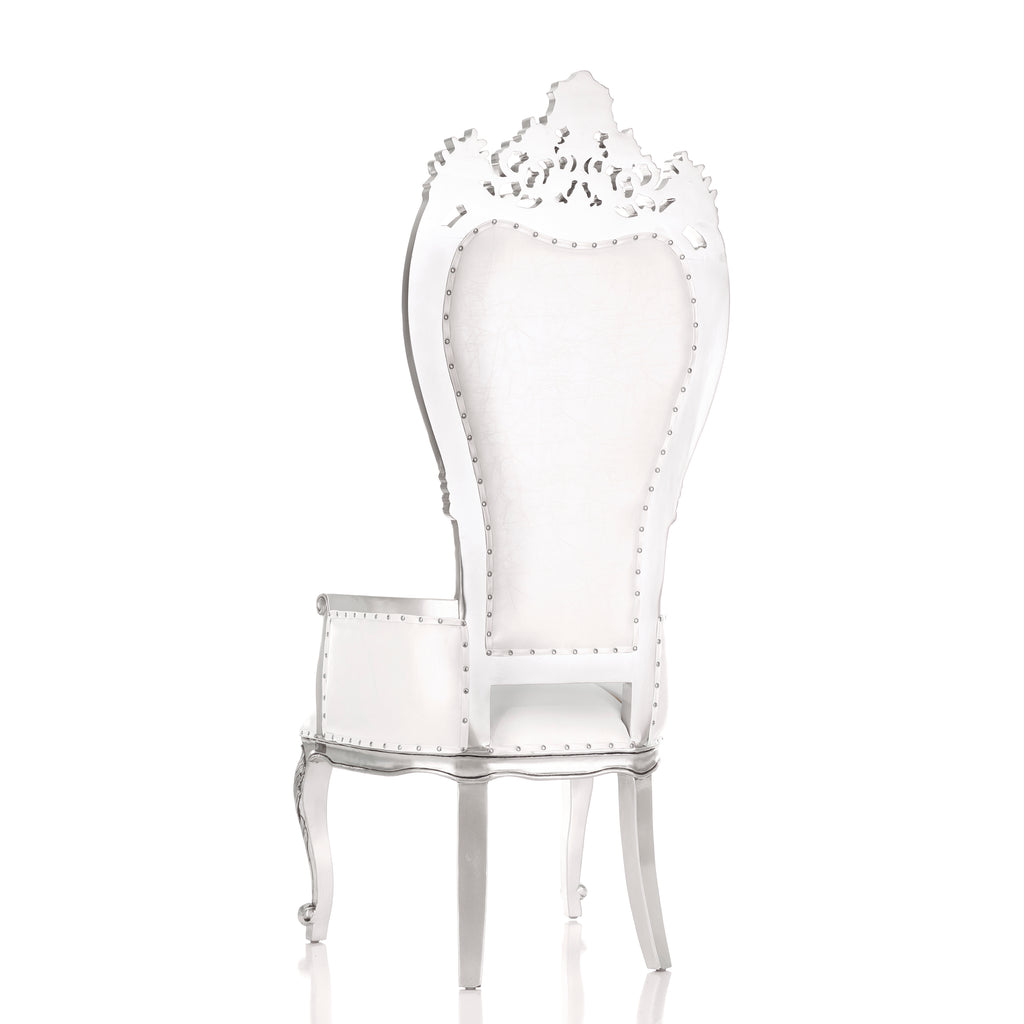 "Giovanni" Party Throne Chair - White / Silver