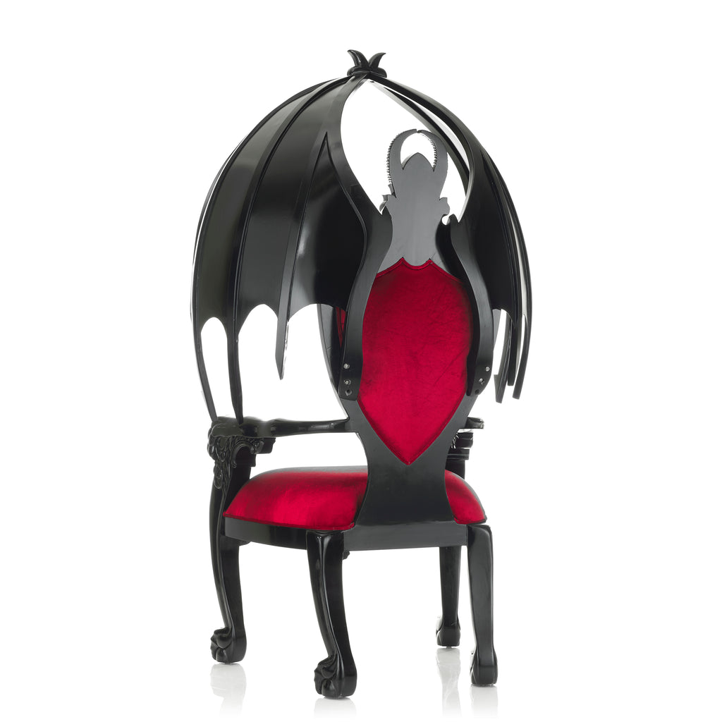 "Cerbera" Gothic Throne Chair - Red Velvet / Black