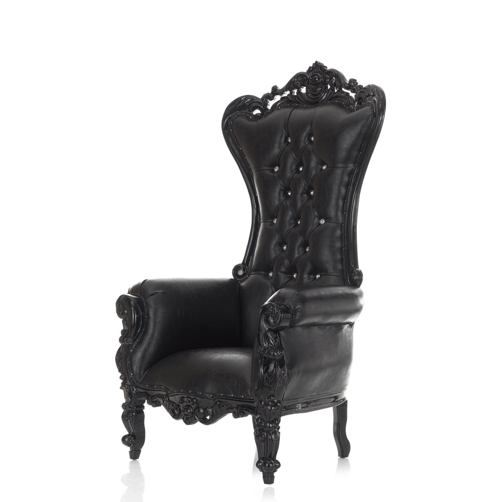 "Queen Tiffany 59" Throne Chair - Black / Black
