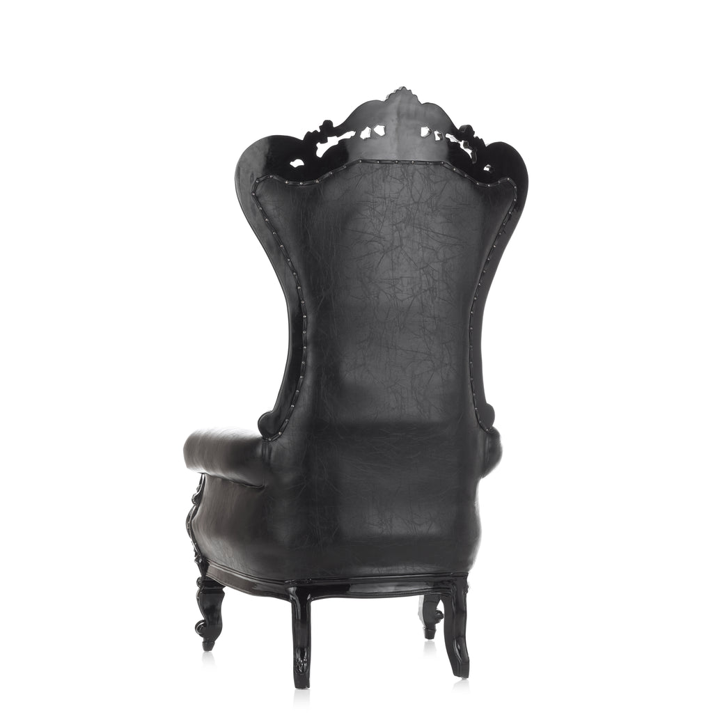 "Queen Tiffany 59" Throne Chair - Black / Black