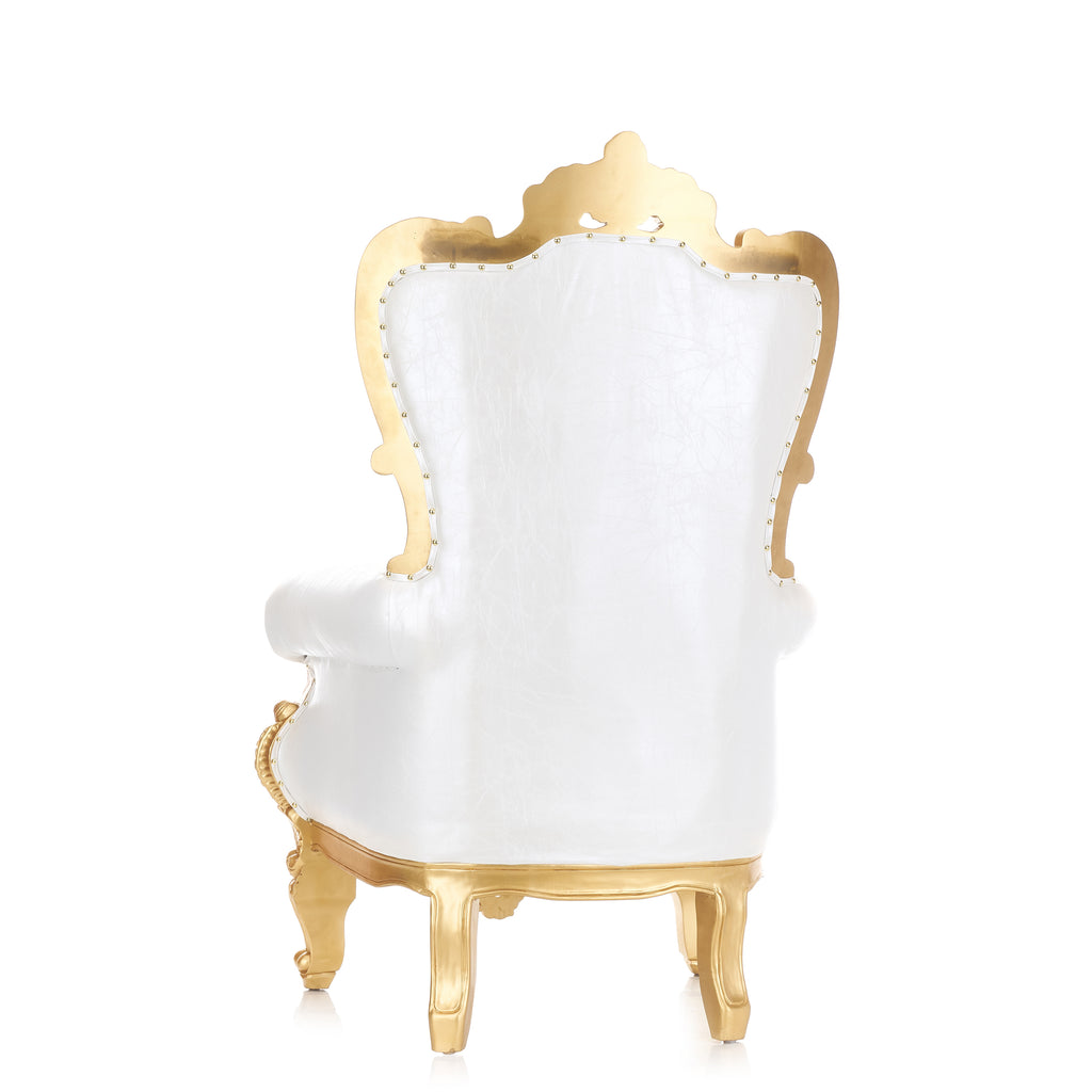 "Queen Sonia" Throne Chair 60" - White / Gold