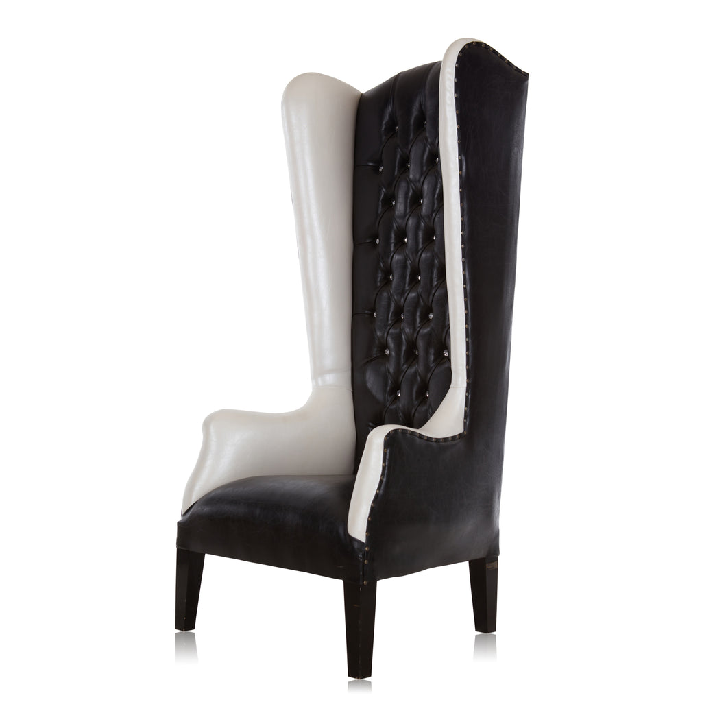 "Tuxedo” Wing Back Throne Chair - Black / White