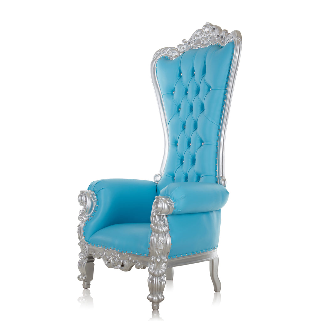 "Queen Tiffany 2.0" Throne Chair - Light Blue / Silver