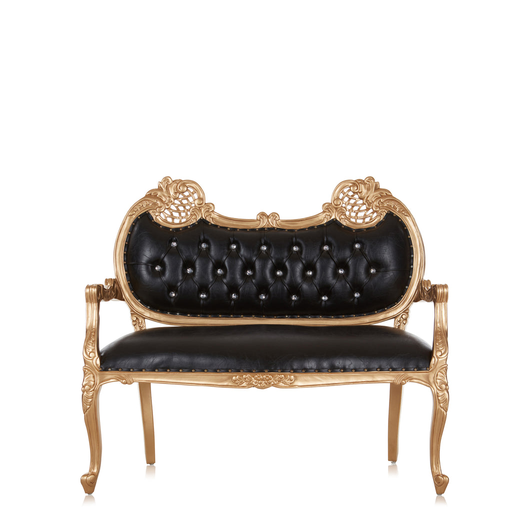 "Adela" Royal Sofa Bench - Black / Gold