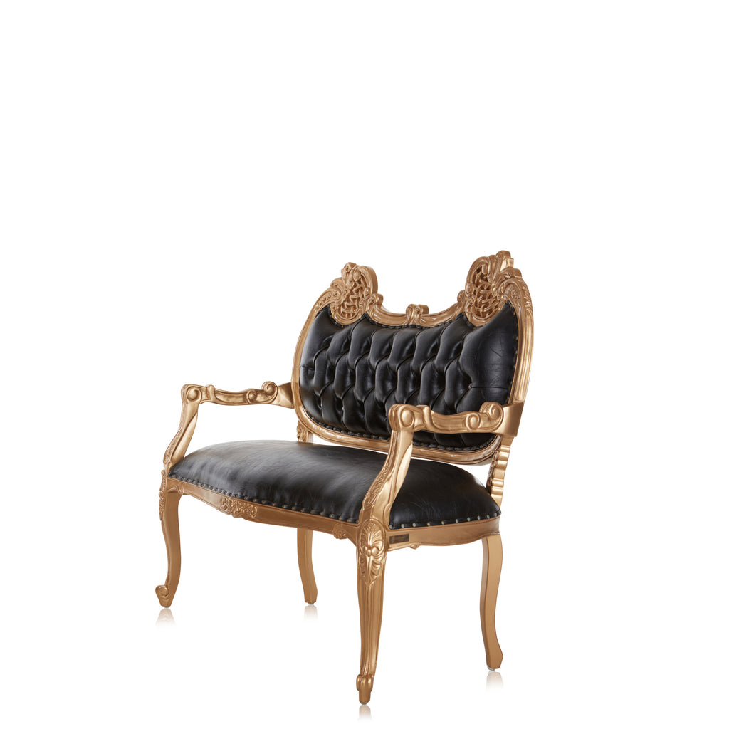 "Adela" Royal Sofa Bench - Black / Gold