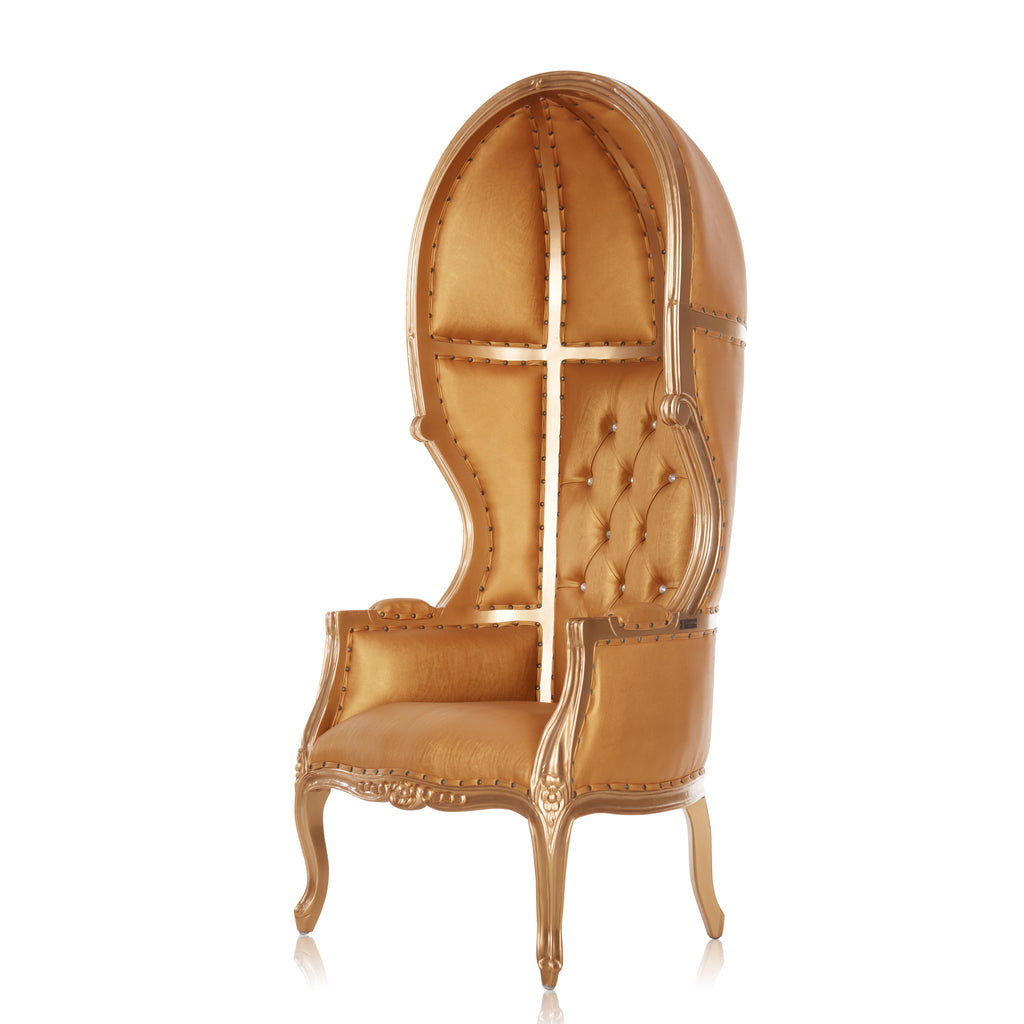 "Hooded Canopy 70" Bridal Throne Chair - Gold / Gold