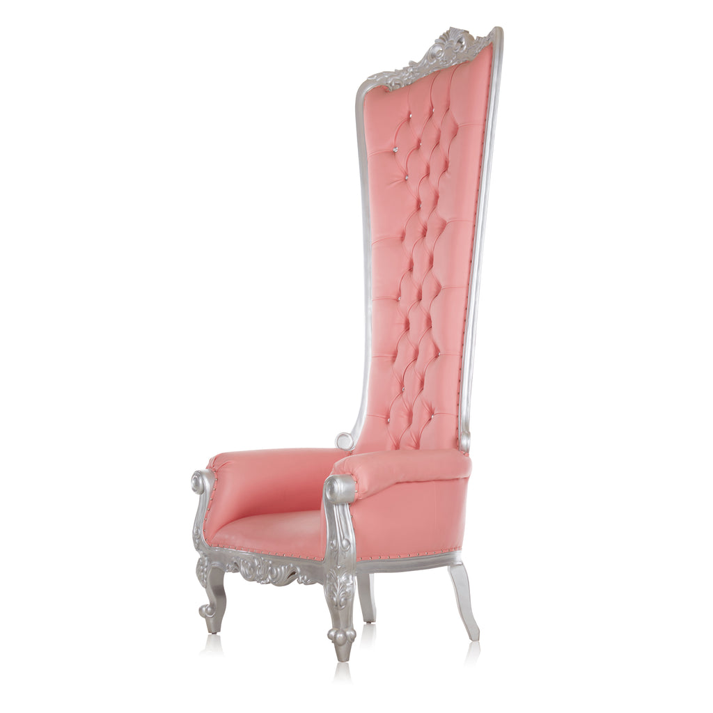 "Queen Tiffany 108"  Throne Chair - Pink / Silver