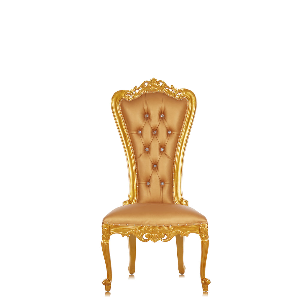 "Valentina" Accent Armless Throne Chair - Gold / Gold