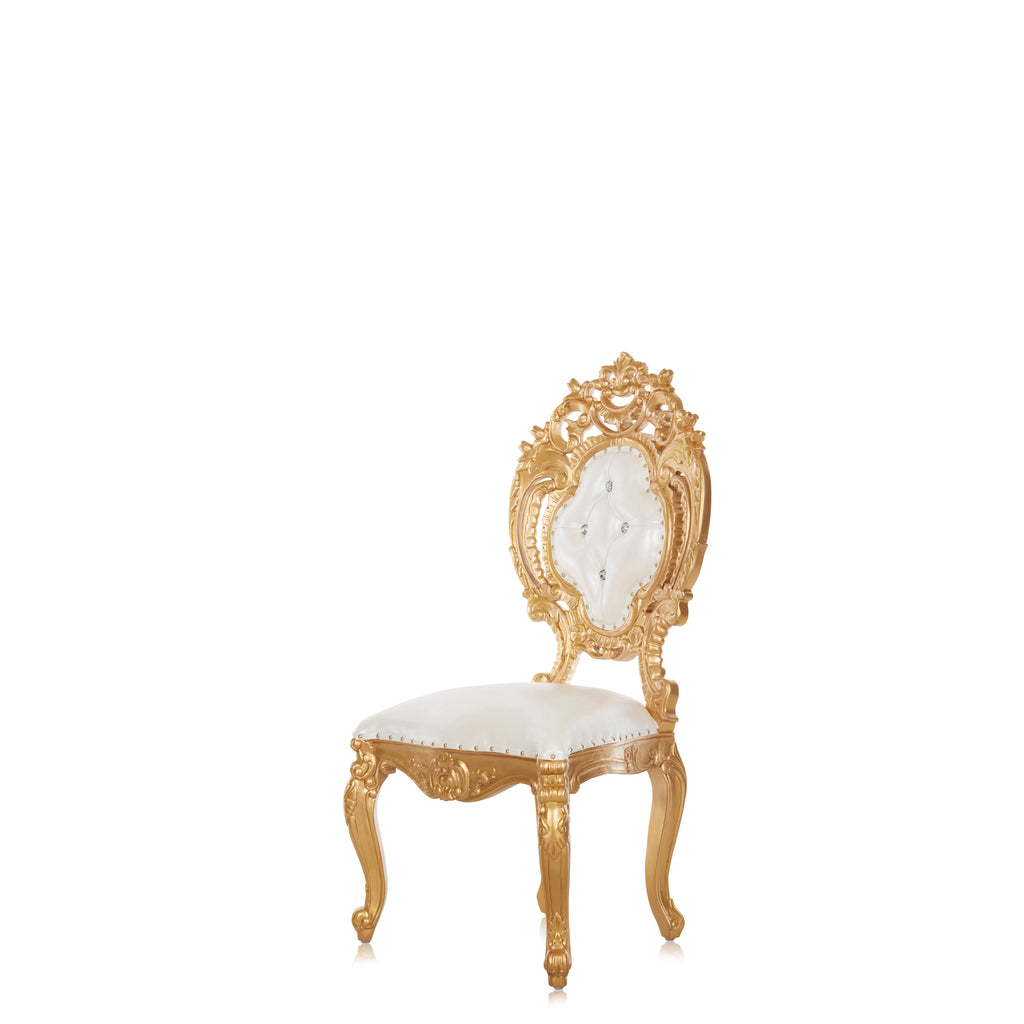 "Ophelia" Armless Dining Chair - White / Gold
