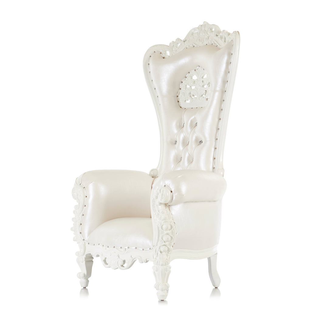 "Crown Tiffany" Throne Chair - White / White
