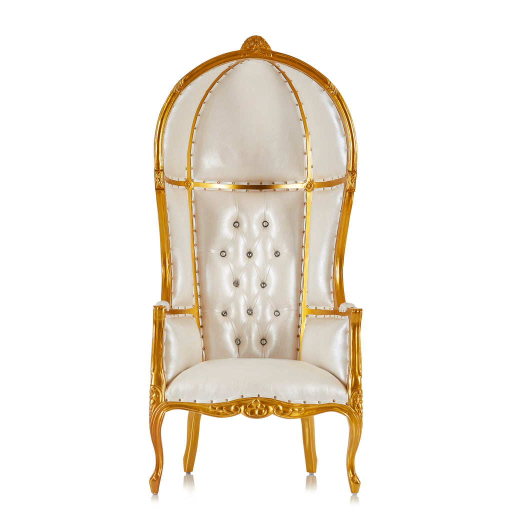"Hooded Canopy" Bridal Throne Chair - White / Gold