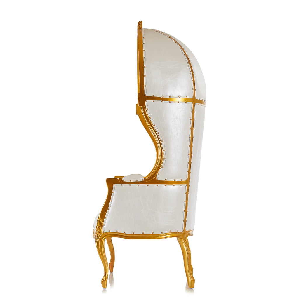 "Hooded Canopy" Bridal Throne Chair - White / Gold