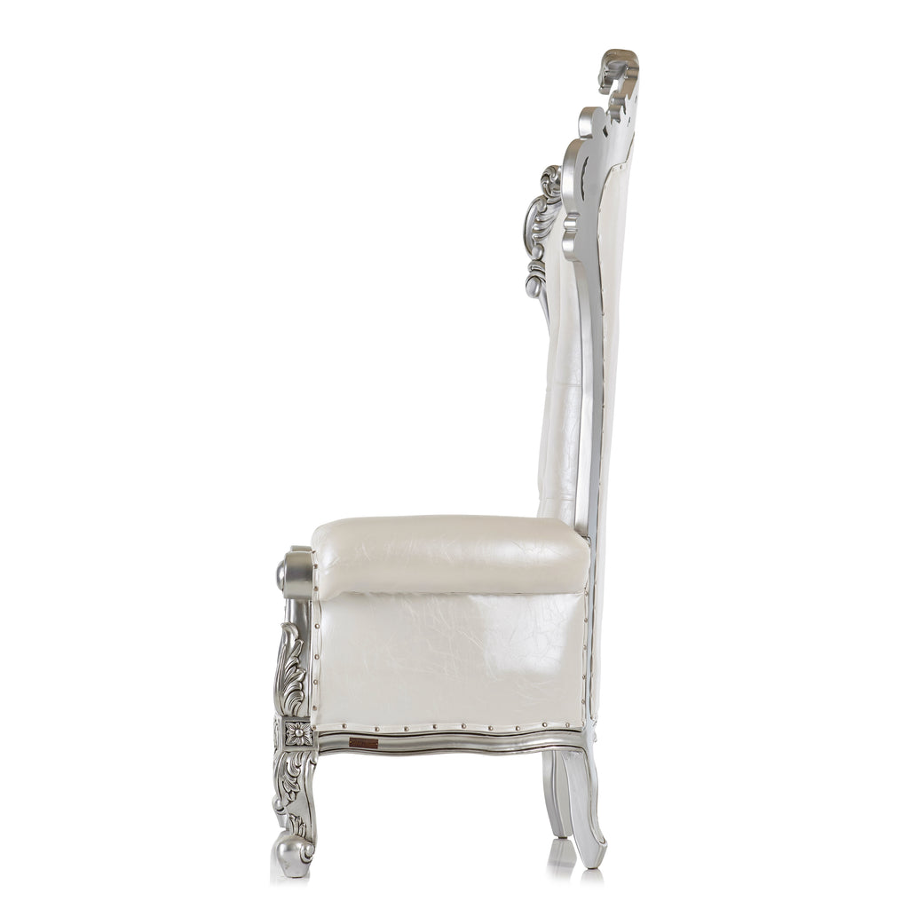 "Queen Babette" Throne Chair - White / Silver
