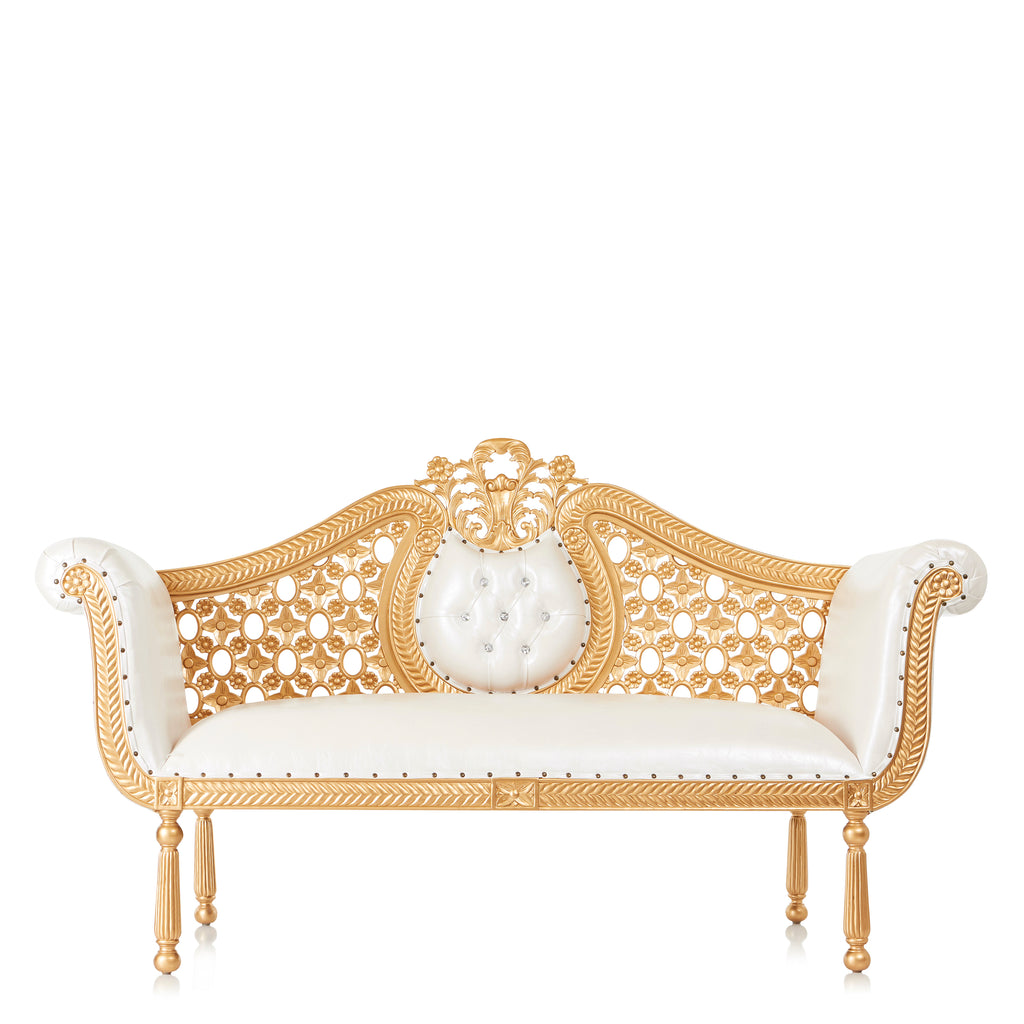 "Jasmine" Royal Love Seat - White / Gold