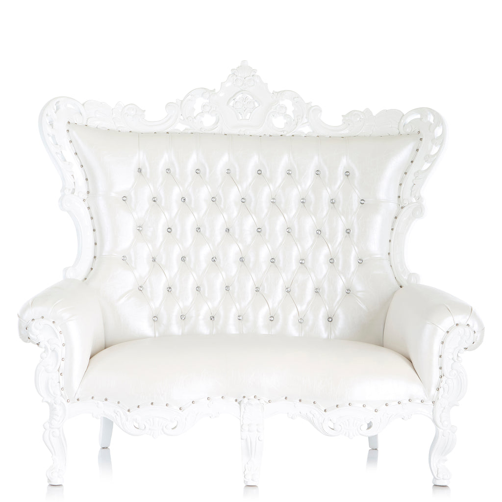 "King Caroleous" Royal Love Seat Throne - White / White
