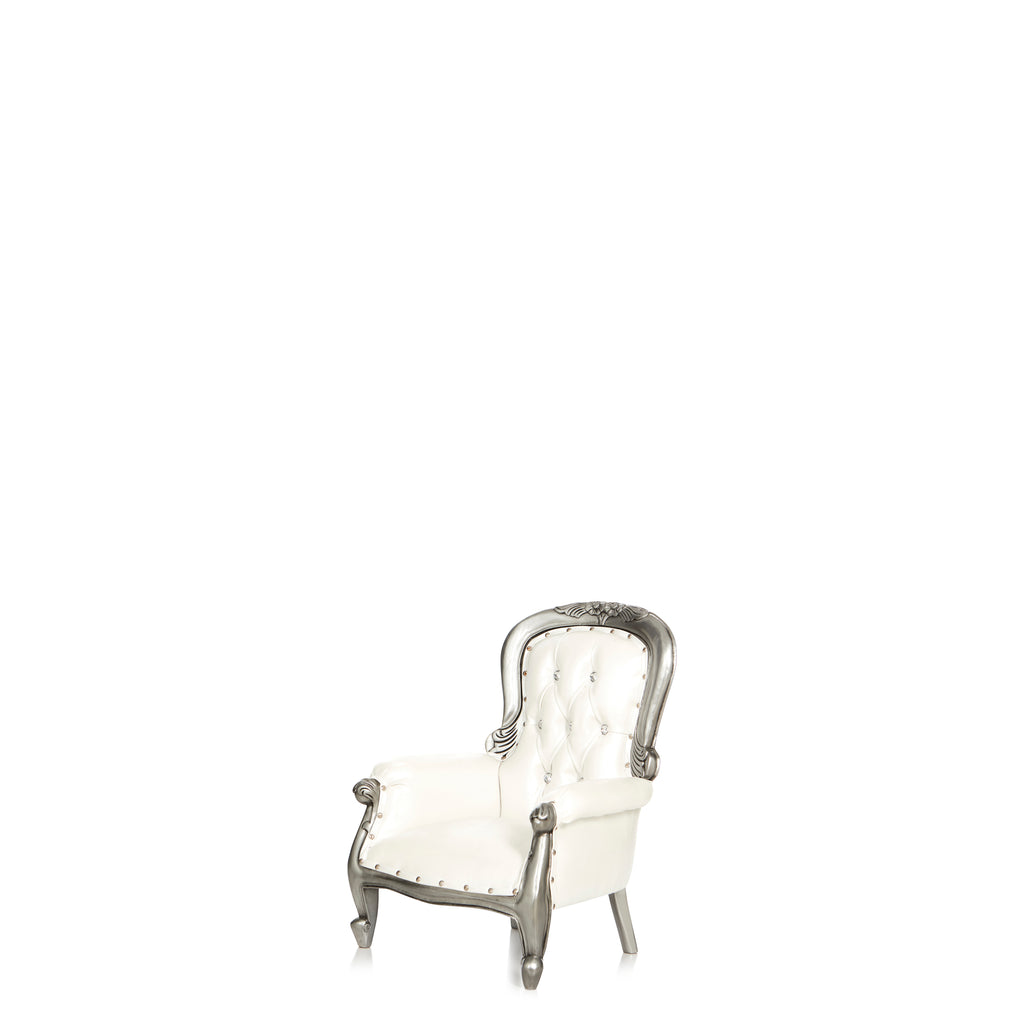 "Amelia 26" Mini Princess Throne Chair - White / Silver