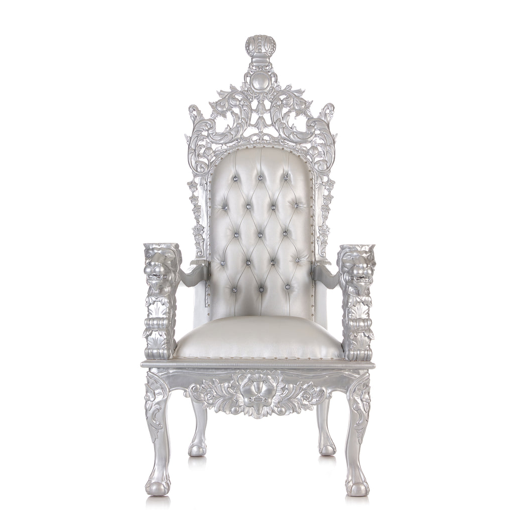 "Cassandra" Throne Chair - Silver / Silver