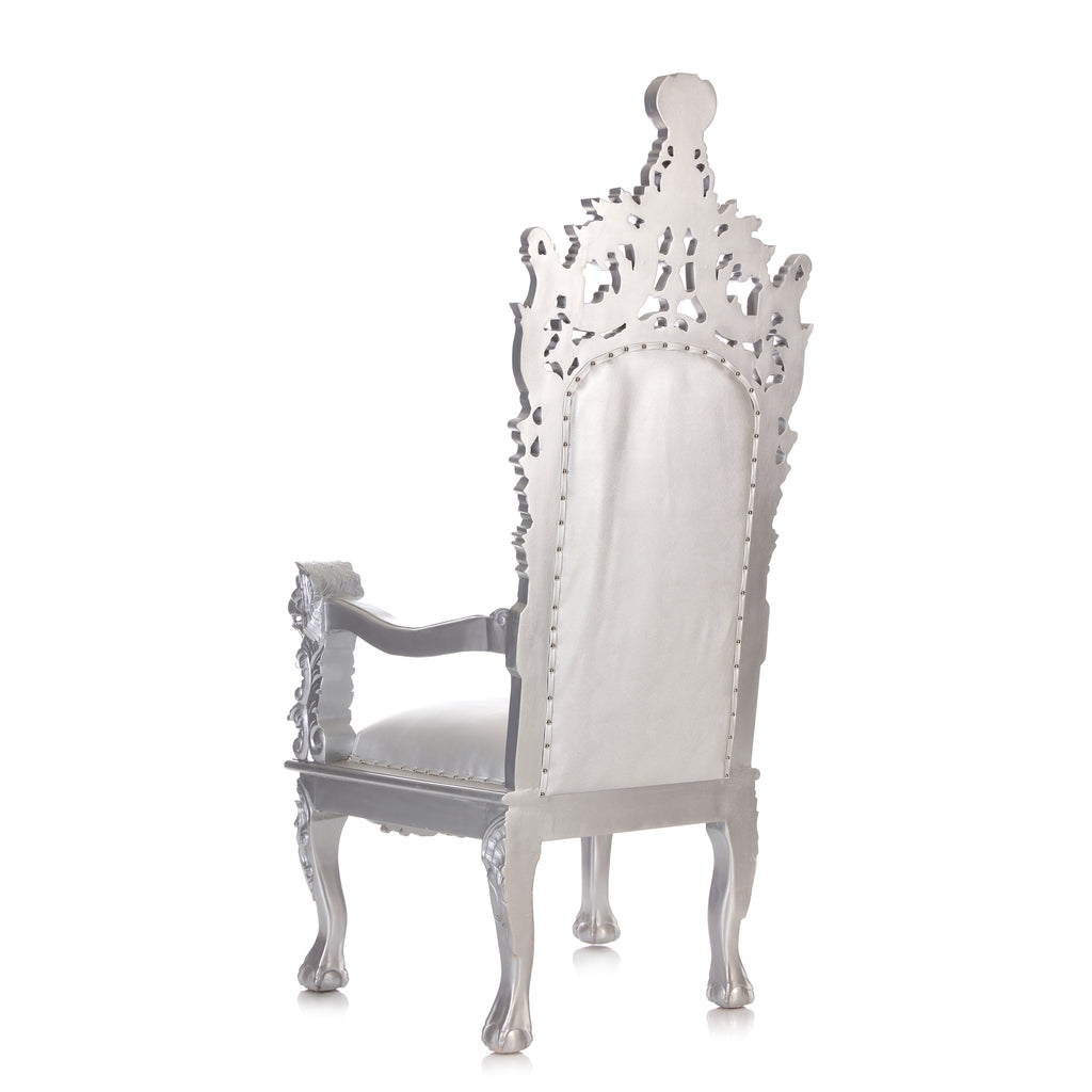 "Cassandra" Throne Chair - Silver / Silver