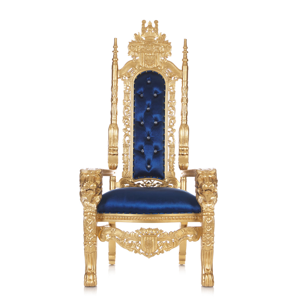 "King David" Lion Throne Chair - Royal Blue / Gold