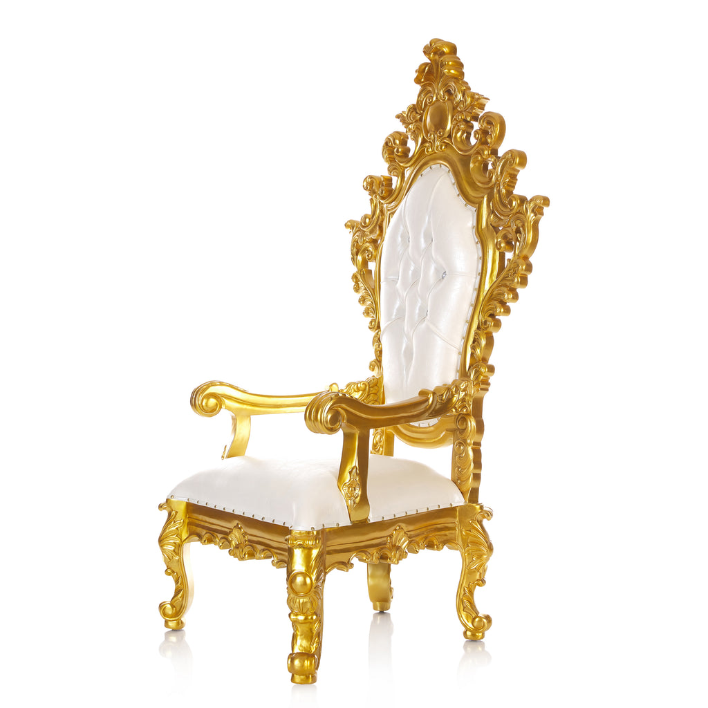 "King Darius" Royal Throne Chair - White / Gold