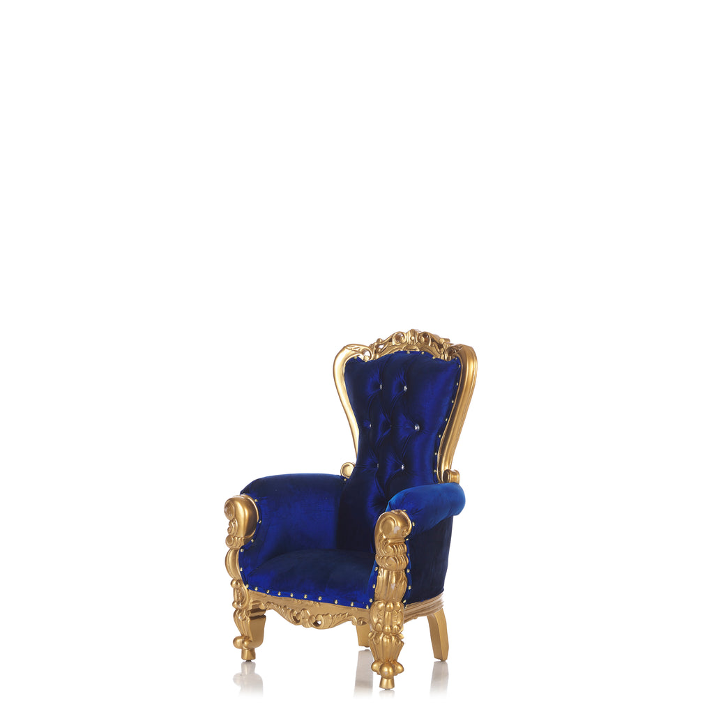 "Mini Tiffany 33" Kids Throne Chair - Royal Blue / Gold