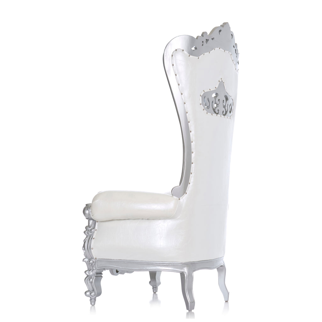 "Crown Tiffany" Throne Chair - White / Silver