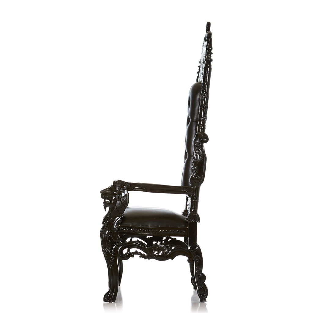 "King David" Crown Lion Throne Chair - Black / Black