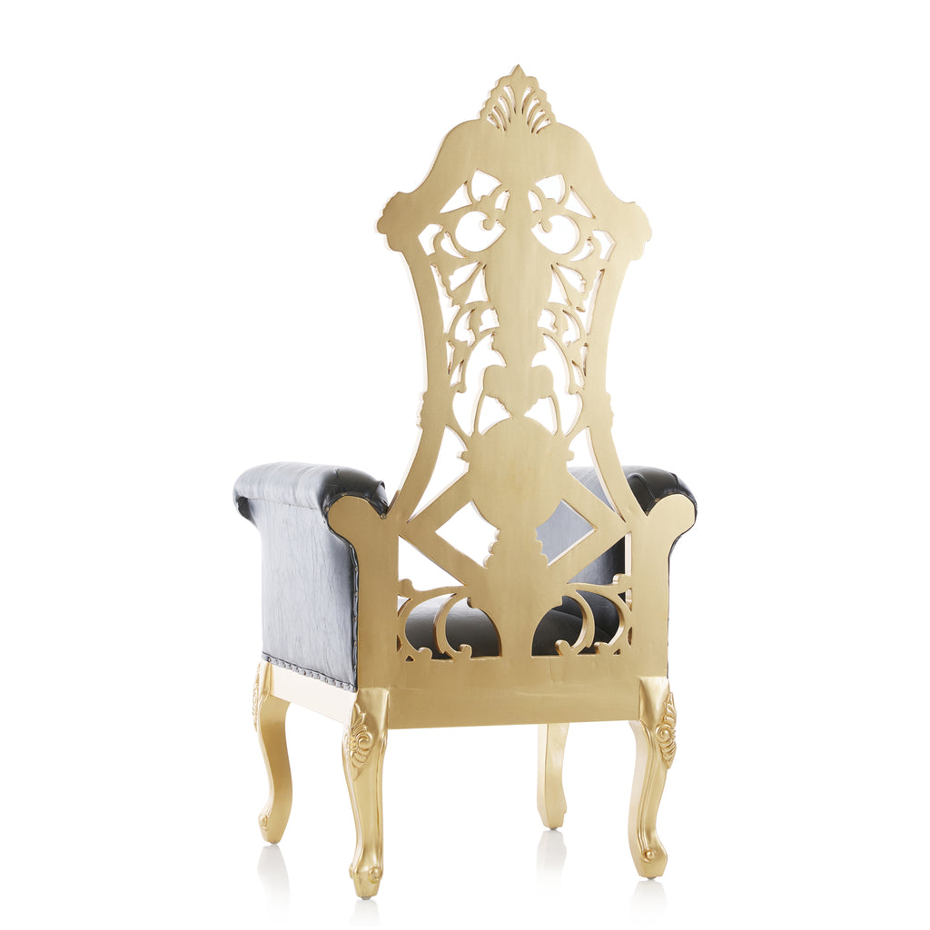 "Queen Amina" Royal Throne Chair - Black / Gold
