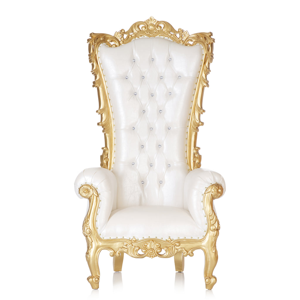 "Noella" Royal Throne Chair - White / Gold