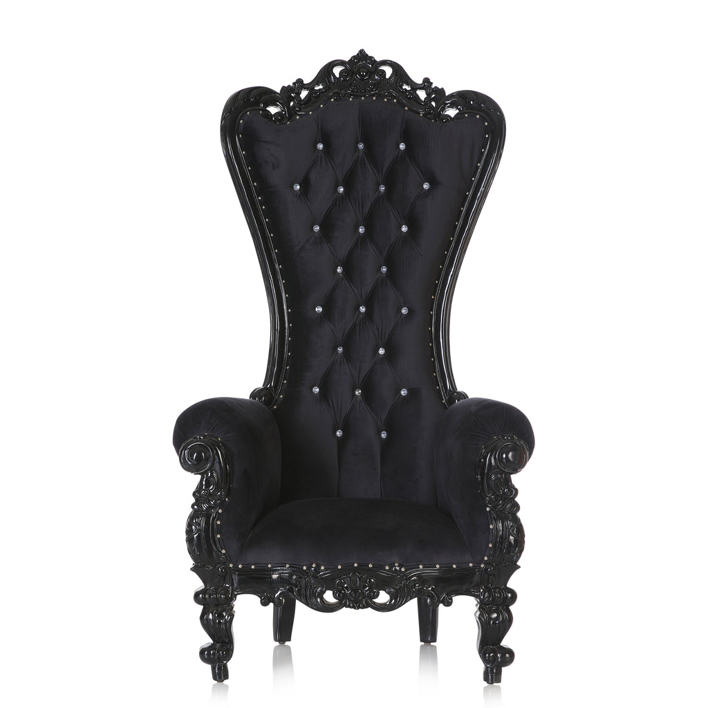 "Queen Tiffany" Throne Chair - Black Velvet / Black