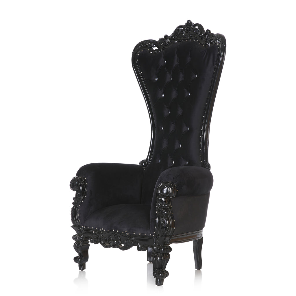 "Queen Tiffany" Throne Chair - Black Velvet / Black