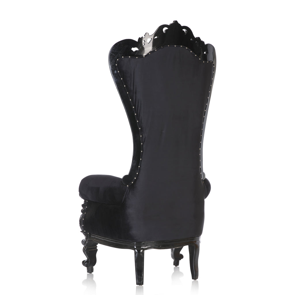 "Queen Tiffany" Throne Chair - Black Velvet / Black