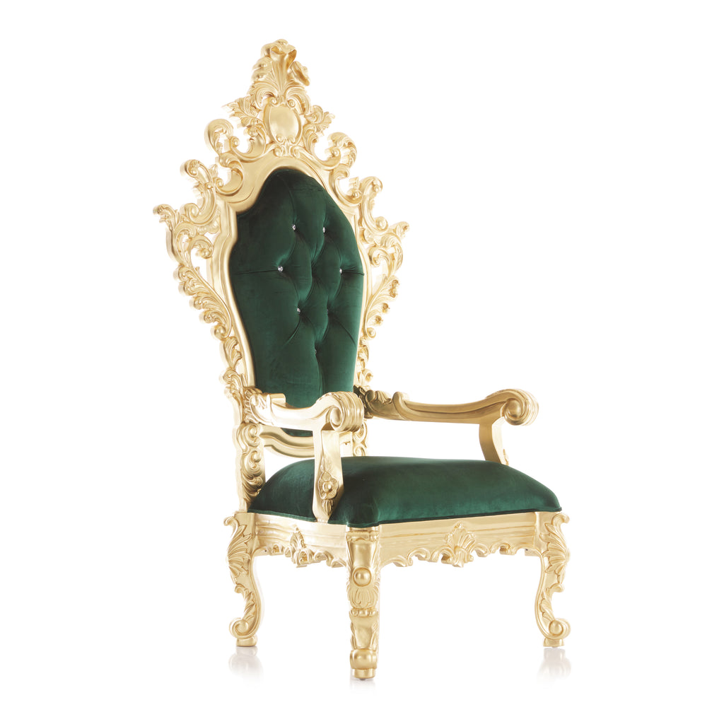"King Darius" Royal Throne Chair - Green Velvet / Gold