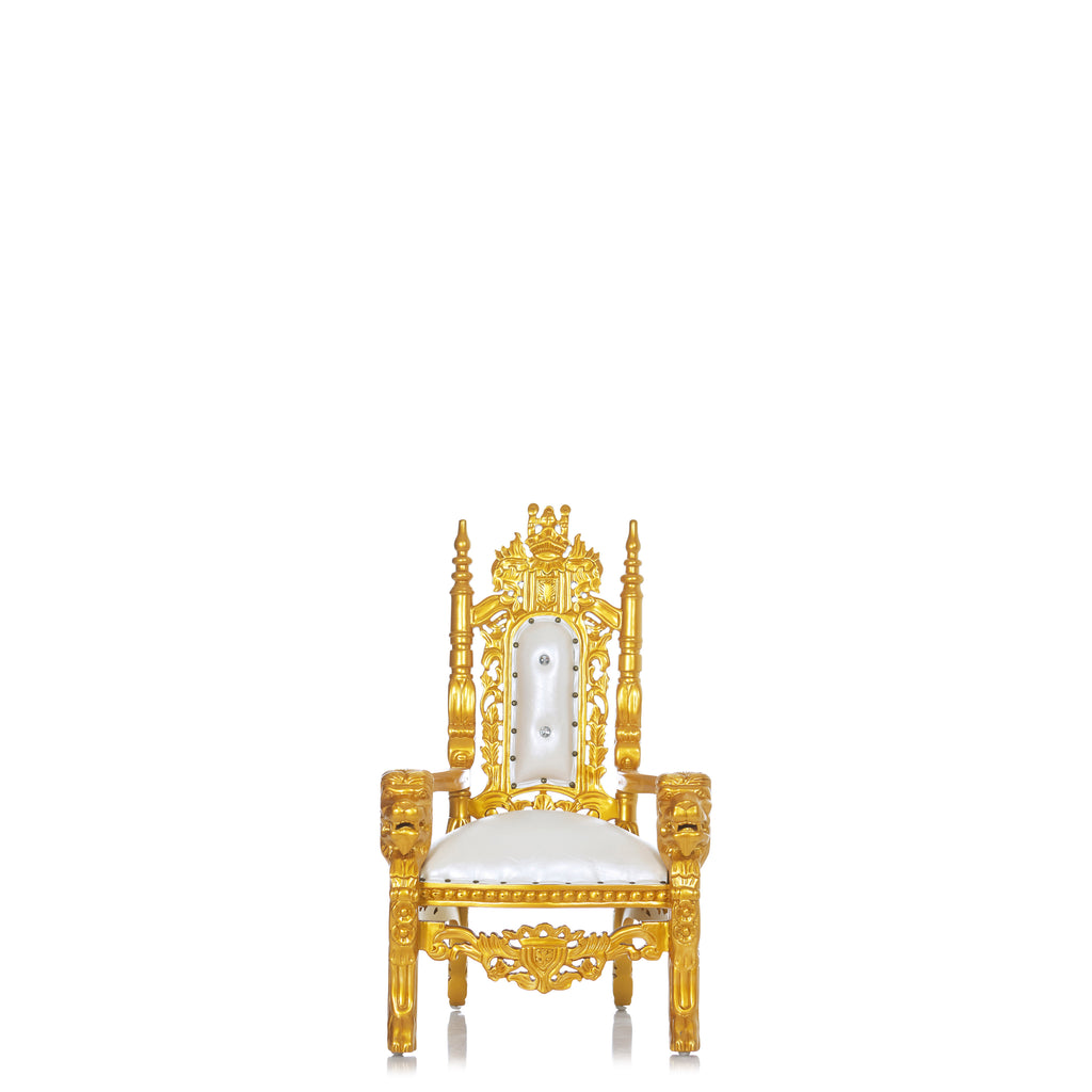 "Mini King David" Lion Throne Chair - White / Gold