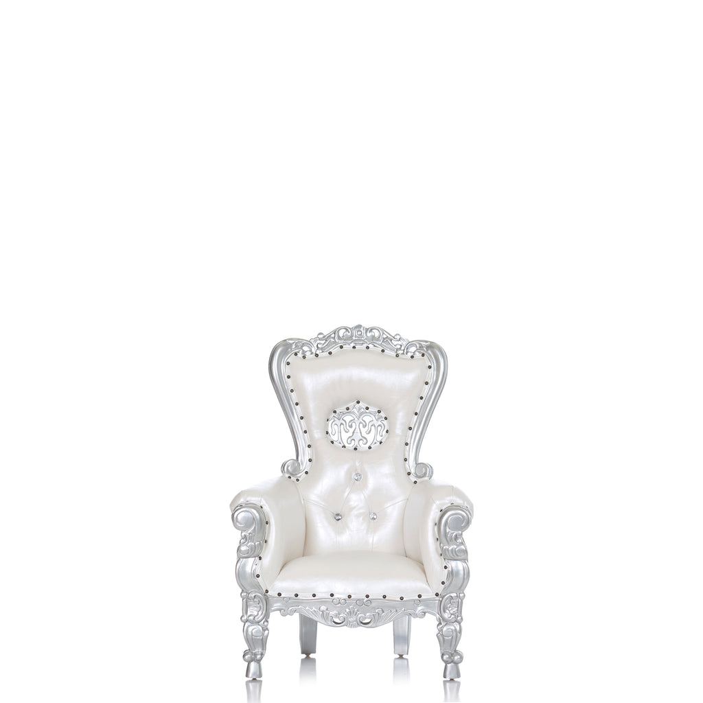 "Mini Crown Tiffany" Kids Throne - White / Silver