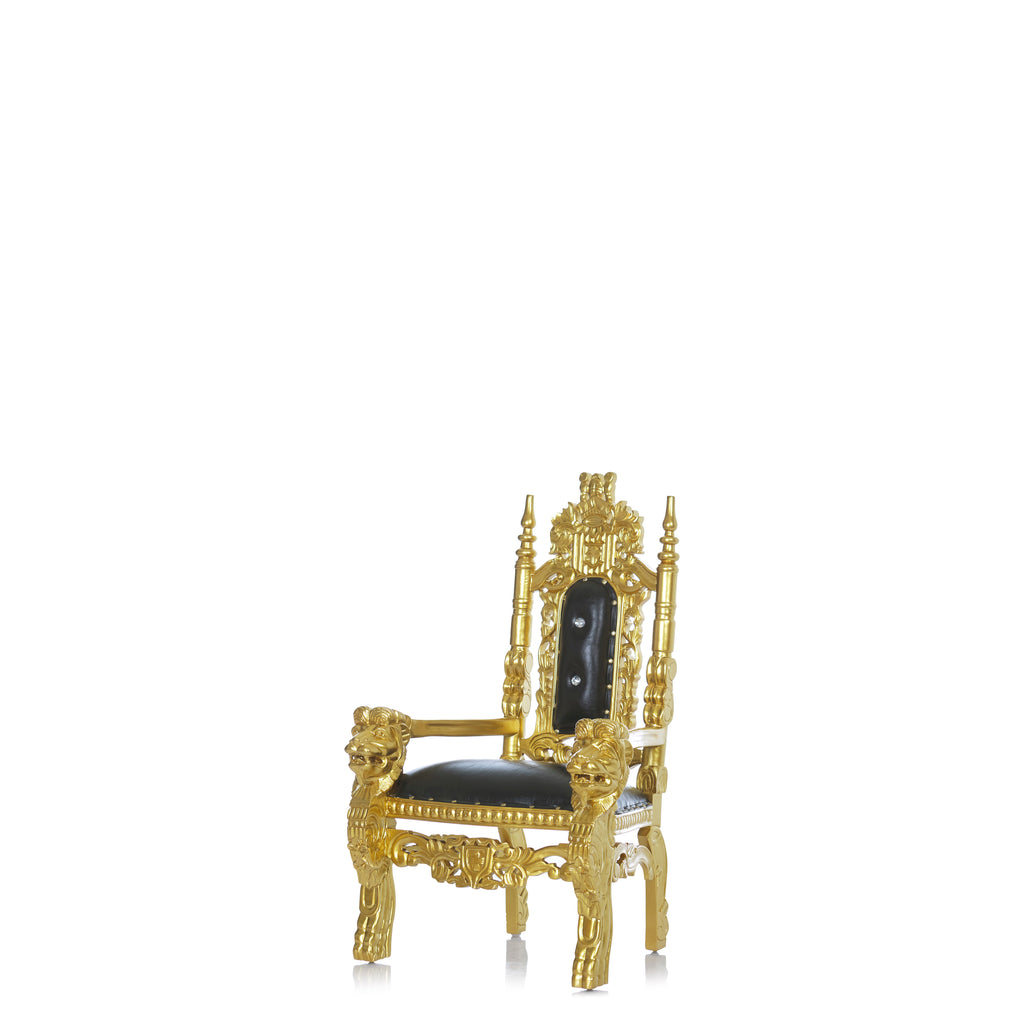 "Mini King David" Lion Throne Chair - Black / Gold