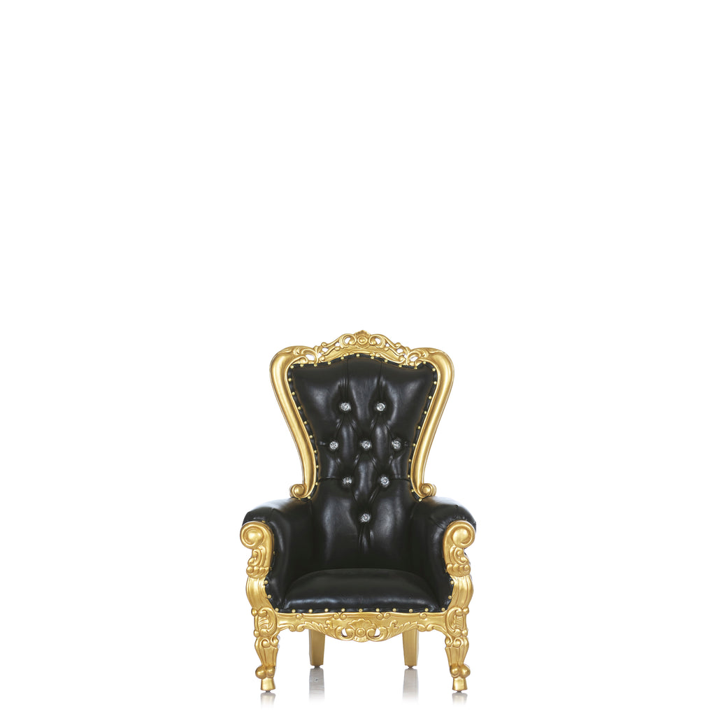 "Mini Tiffany 33" Kids Throne Chair - Black / Gold
