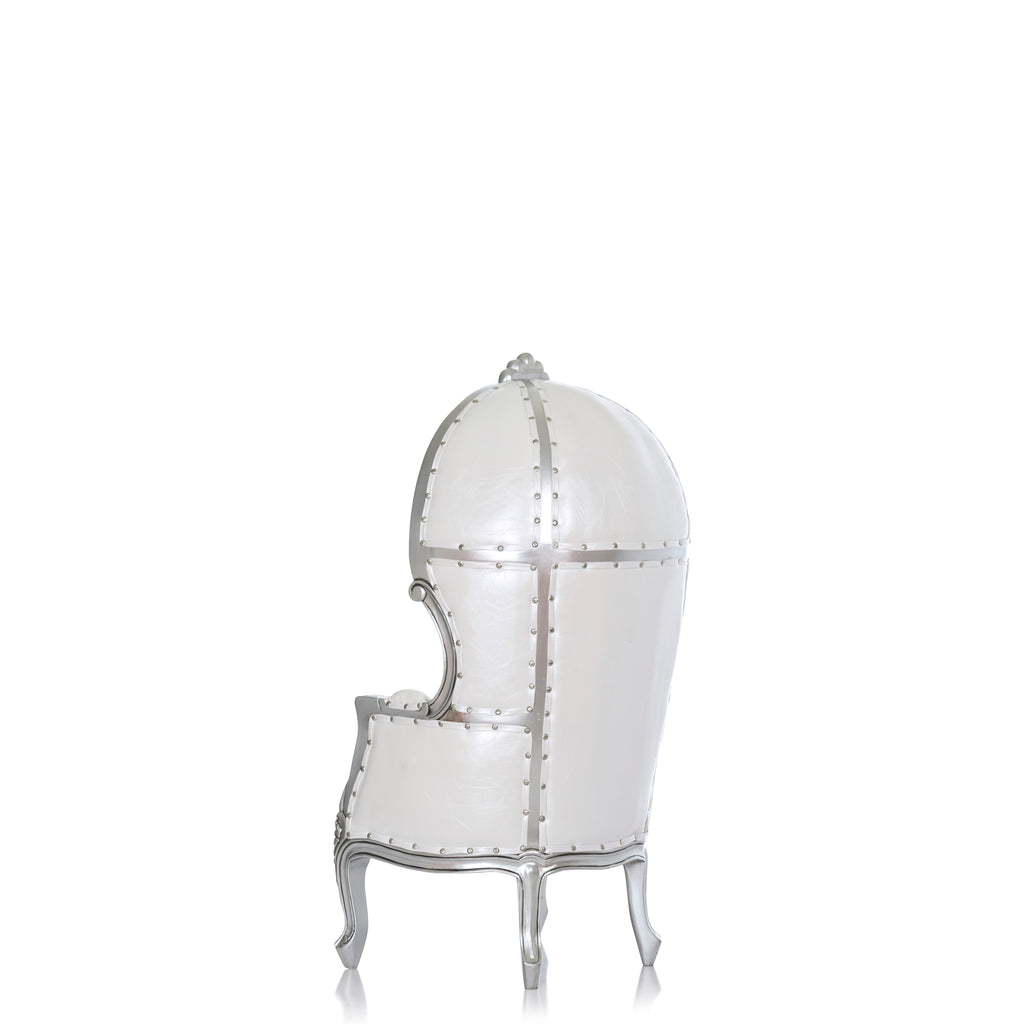 "Mini Canopy" Kids Throne Chair - White / Silver