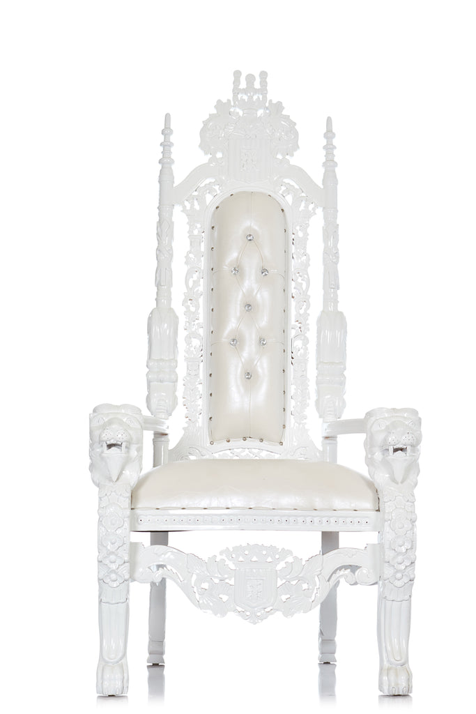 "King David" Lion Throne Chair - White / White