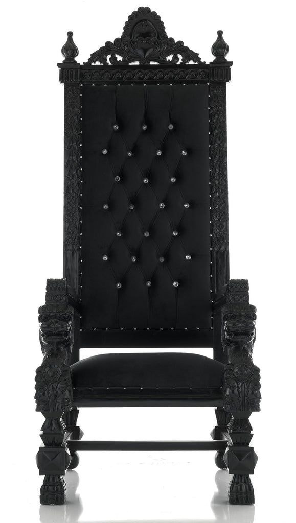 "King Kong" 88" Throne Chair - Black Velvet / Black