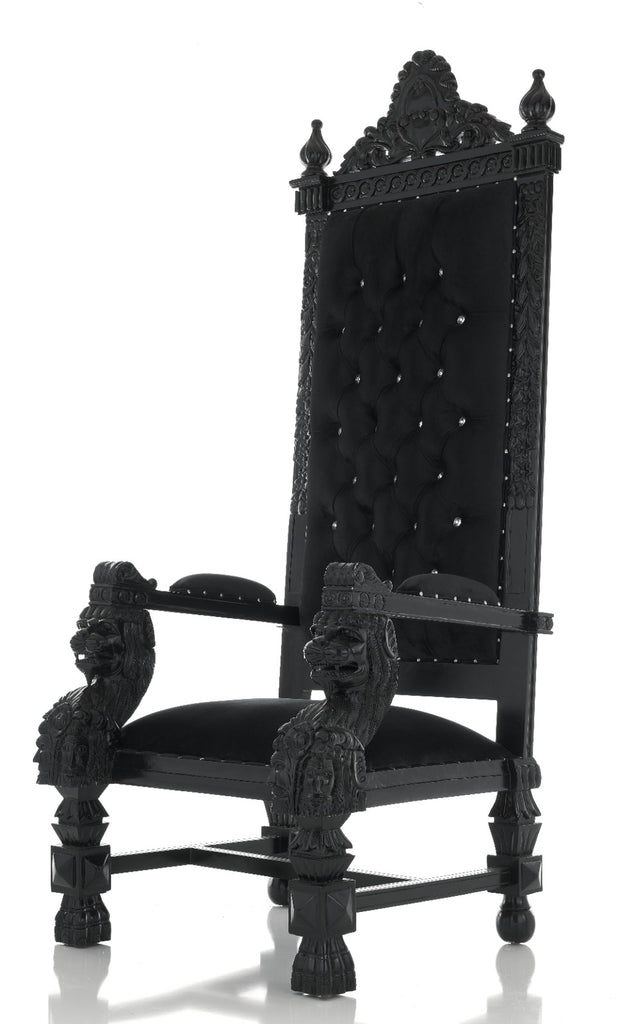 "King Kong" 88" Throne Chair - Black Velvet / Black