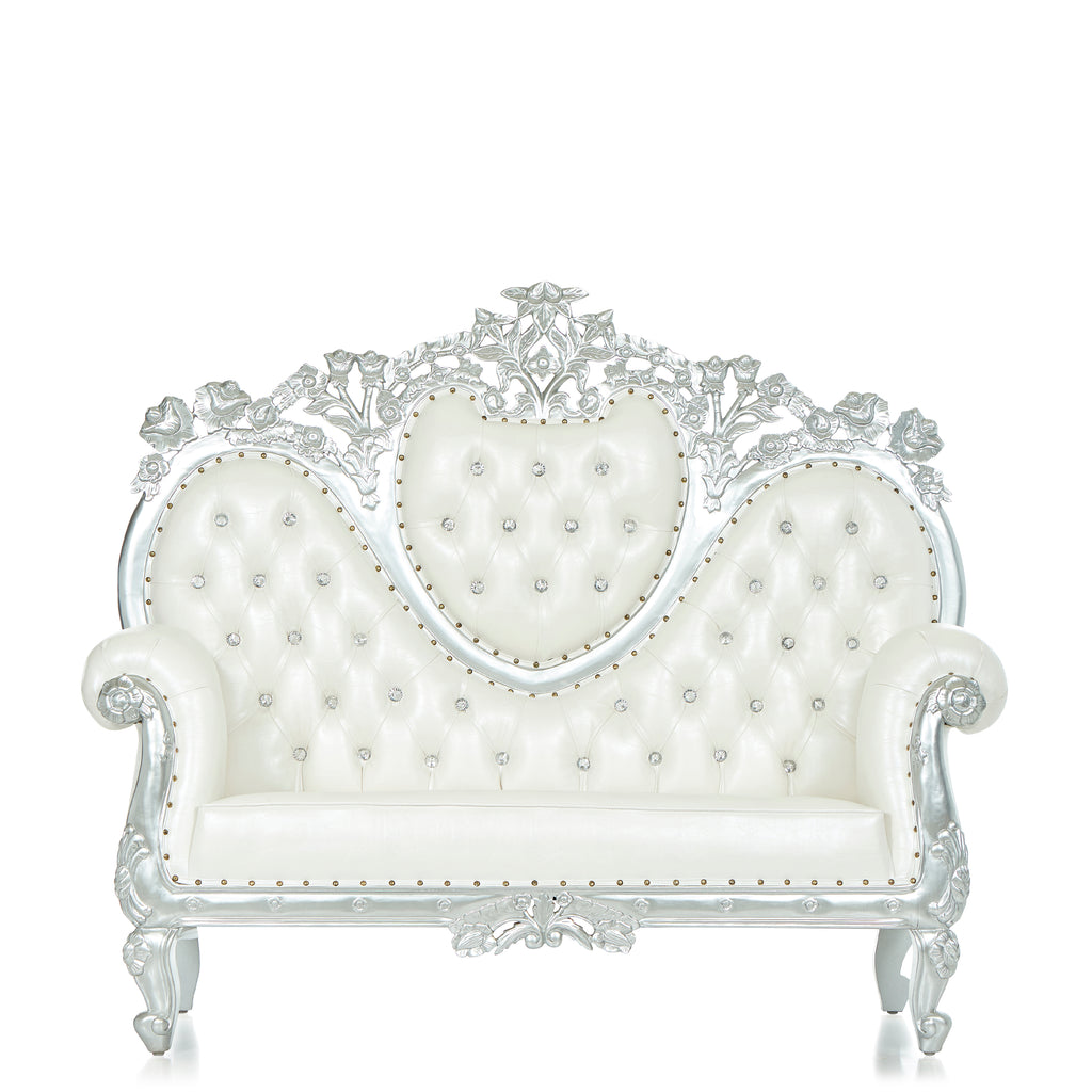 "Capri" Royal Love Seat - White / Silver